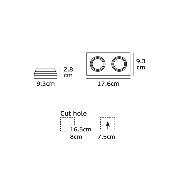 VK/03014G/2/B Ugradna svetiljka 2xGU10 PAR16 crna - VK