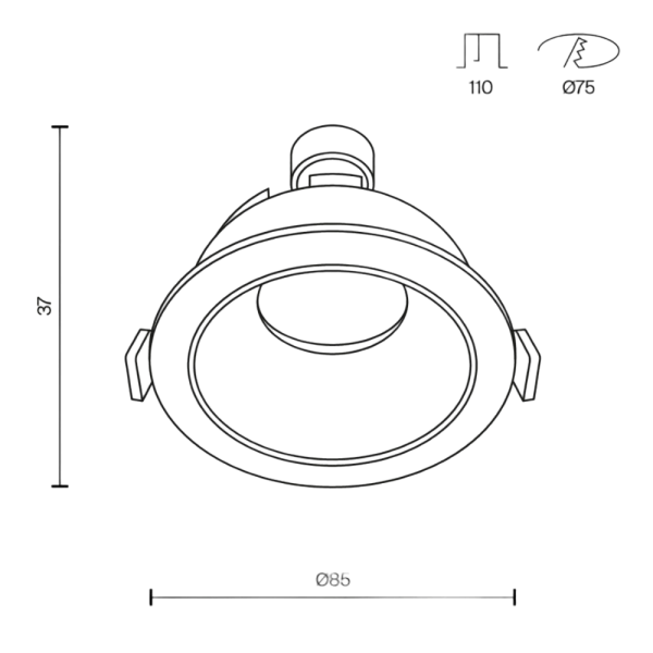 PLAFONSKA UGRADNA ROZETNA D85 1XGU10 CRNO-ZLATNA - MAYTONI