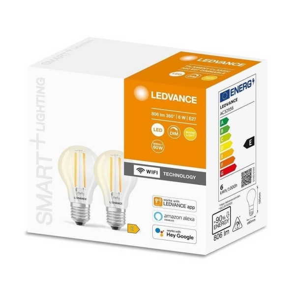 LED SIJALICA SMART WIFI 6W/827 E27 FIL DIM 2PACK- LEDVANCE