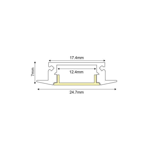 MINI ALUMINUM PROFILE WITH OPAL COVER SIVI UGRADNI 2m/pc - ACA