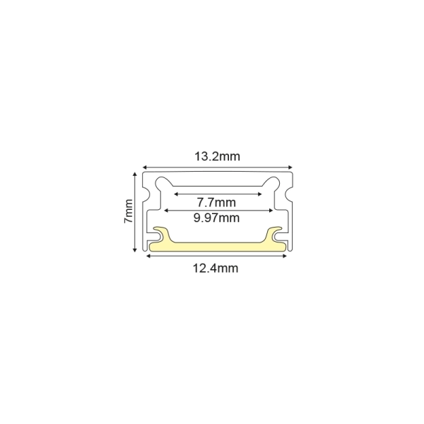 MICRO ALU PROFIL 13.2X7mm SA OPALNIM DIFUZOROM CRNI NADGRADNI - ACA
