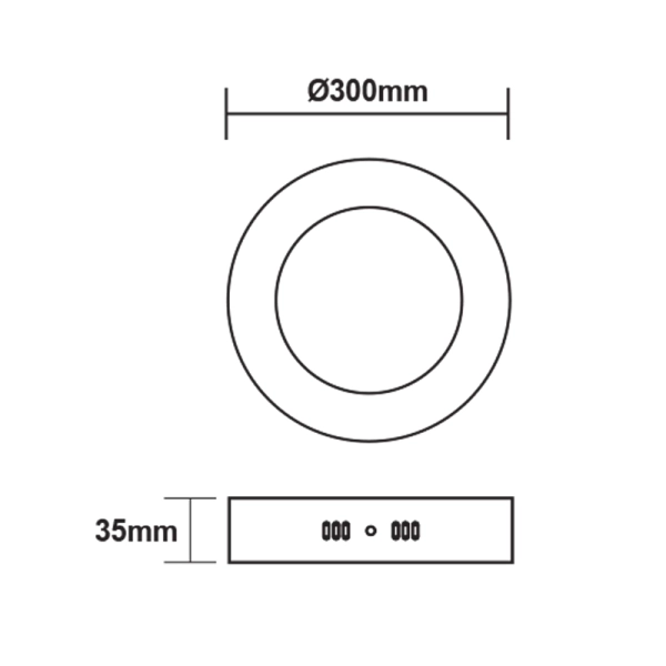 LED SLIM PANEL WHITE ROUND CEIL.23W 6500K 2200Lm fi285 230V AC - ACA
