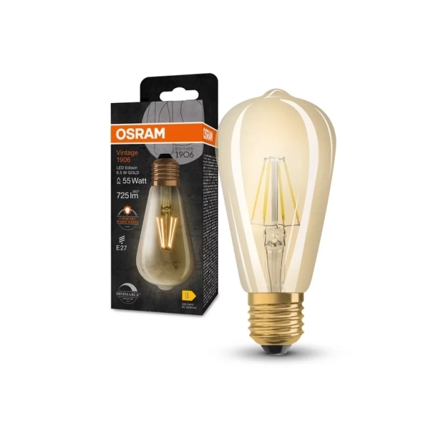 Vintage 1906 LED dim CLASSIC Edison FIL GOLD 55 DIM 6,5W/824 E27 - OSRAM LEDVANCE