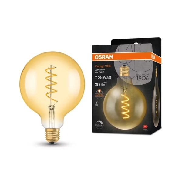 Vintage 1906 LED dim CLASSIC GLOBE125 FIL GOLD 28 DIM 4W/820 E27 - OSRAM LEDVANCE