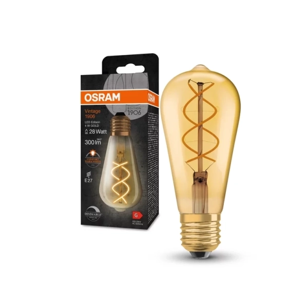 Vintage 1906 LED dim CLASSIC Edison FIL GOLD 28 DIM 4W/820 E27 - OSRAM LEDVANCE