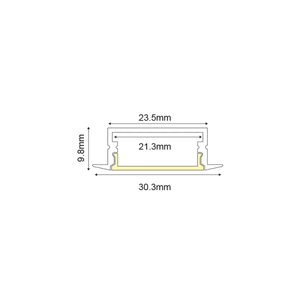 NORM P119U ALU PROFIL UGRADNI SA DIFUZOROM  30.3X9.8   2M - ACA