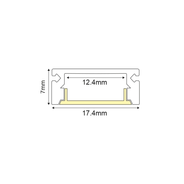 MINI ALUMINUM PROFILE WITH OPAL COVER CRNI NADGRADNI 2m/pc - ACA