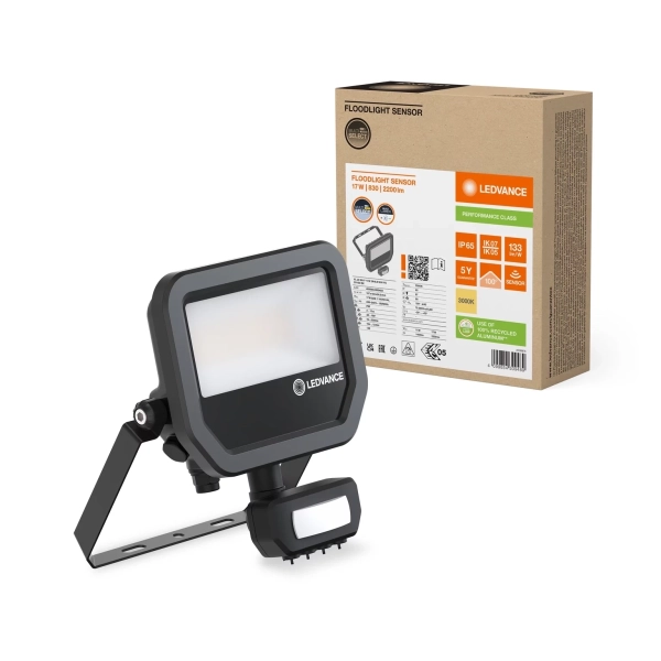 LED REFLEKTOR FLOODLIGHT 20 G4 17W/3000K SENSOR SYM 100 BK 230V - LEDVANCE