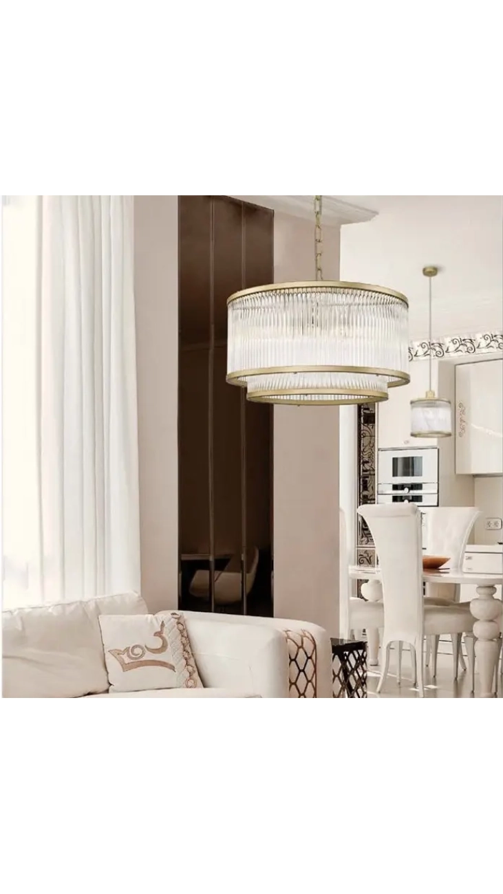 4258800 CEILING LAMP KAROLINA 5xE14 GOLD MATT-CLEAR GLASS - PLATED STEEL - VIOKEF
