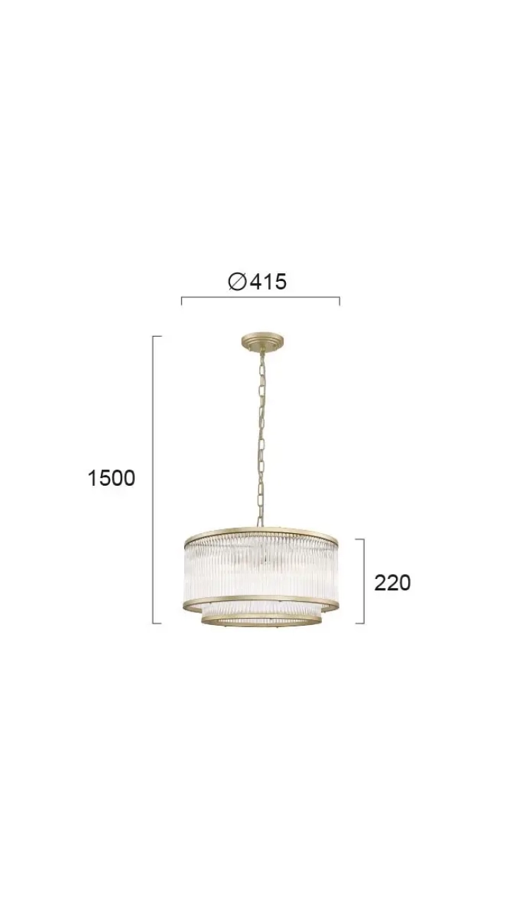 4258800 CEILING LAMP KAROLINA 5xE14 GOLD MATT-CLEAR GLASS - PLATED STEEL - VIOKEF