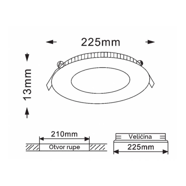 LED PANEL KA-C1 18W 4000K CRNI 34.0205 - BB