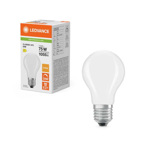 PARATHOM LED CLASSIC CL A DIM P 7.5W/827 FIL FR E27 - LEDVANCE