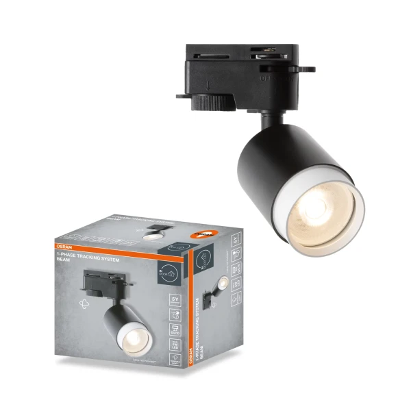 TRACK 1-PH SPOT BEAM SINSKA SVETILJKA GU10 CRNA SA BELIM PRSTENOM - OSRAM