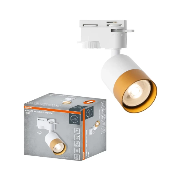 TRACK 1-PH SPOT LUXE SINSKA SVETILJKA GU10 BELA SA ZLATNIM PRSTENOM - OSRAM