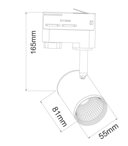 ZUNO730B4 BLACK LED TRACK LIGHT 7W 3000K 4WIRES 24 500LM 230V Ra80 - ACA