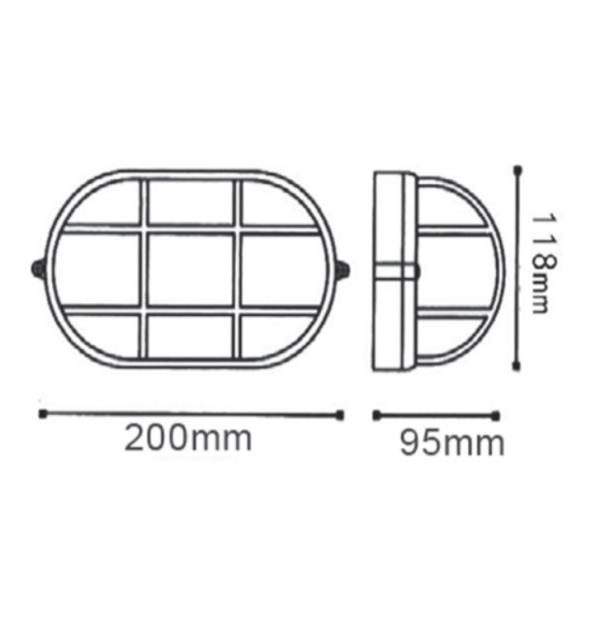 BULKHEAD LUMINAIRE208mm BLACK WITH RAL C0026 E27 - ACA
